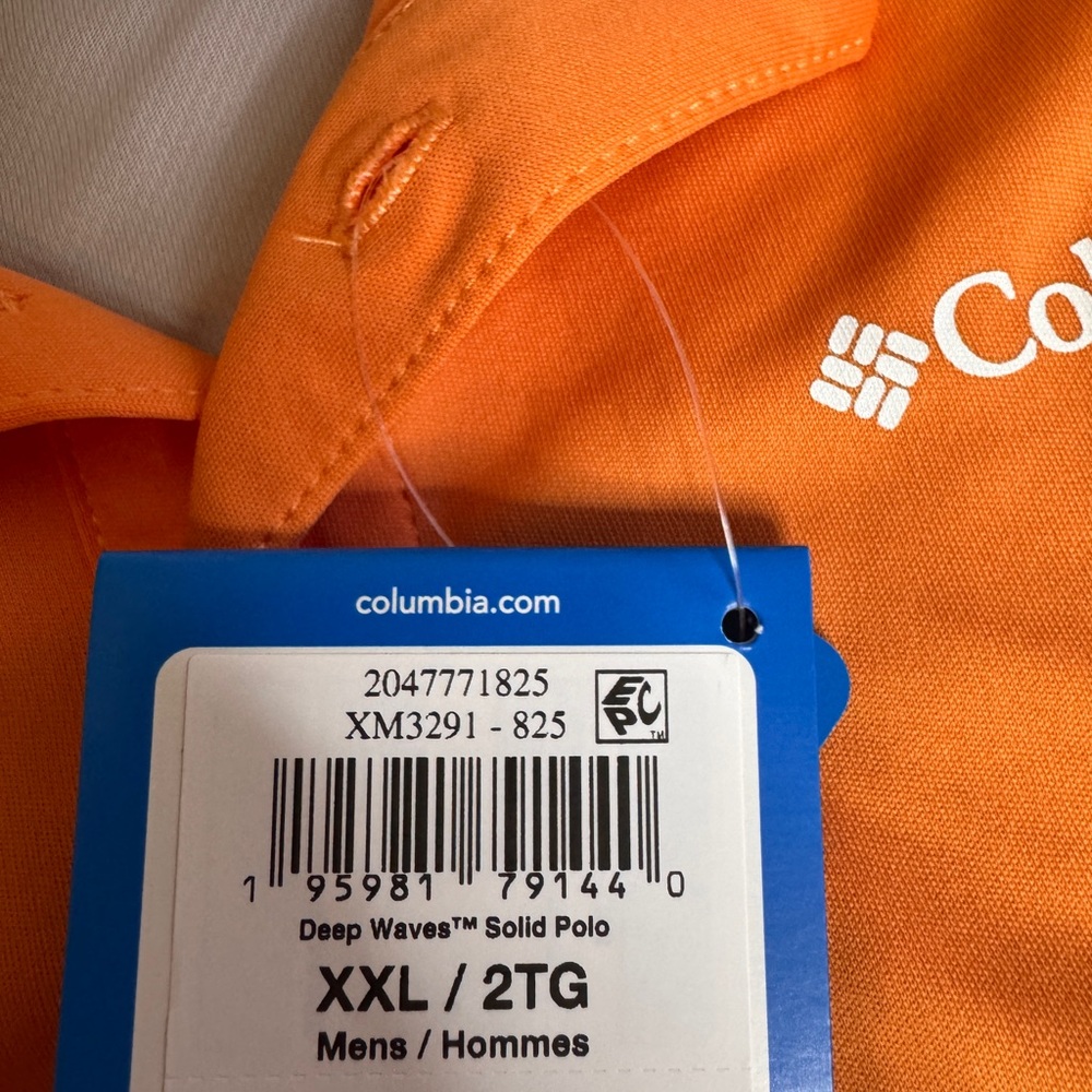 NWT Columbia Men's Orange Polo Shirt - Picture 3 of 4
